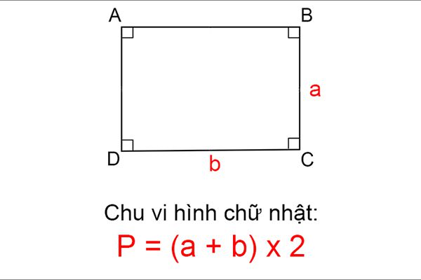 Công thức tính chu vi hình chữ nhật