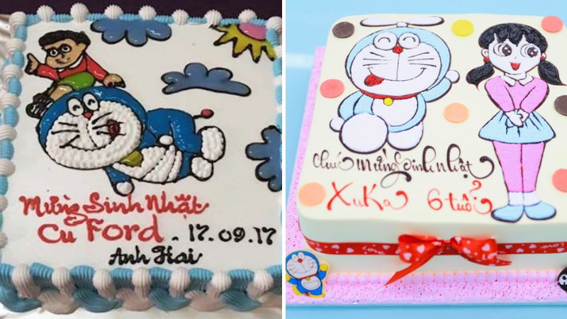 Bánh sinh nhật Doraemon và những người bạn