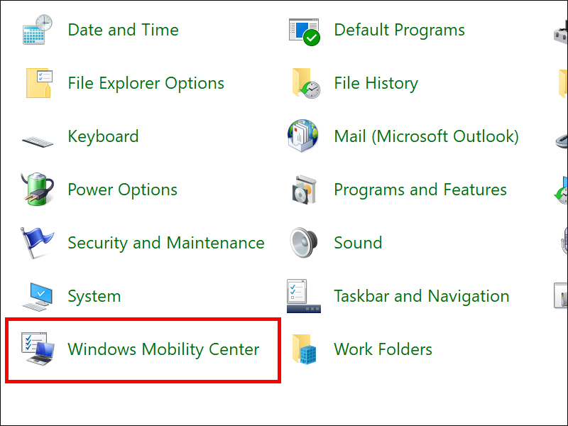 Bước 2: Tìm chọn mục Windows Mobility Center