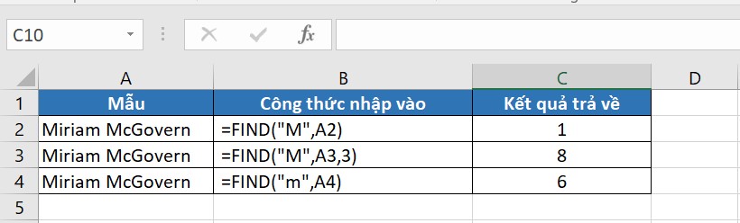 Cách dùng hàm FIND, FINDB trong Excel để tìm kiếm dữ liệu