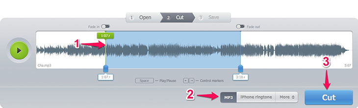 Cắt nhạc trực tuyến bằng Online Audio Cutter - Bước 2