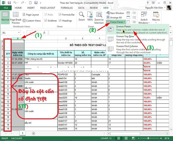 Cách cố định hàng, cột tiêu đề trong Excel khi cuộn chuột xuống-3